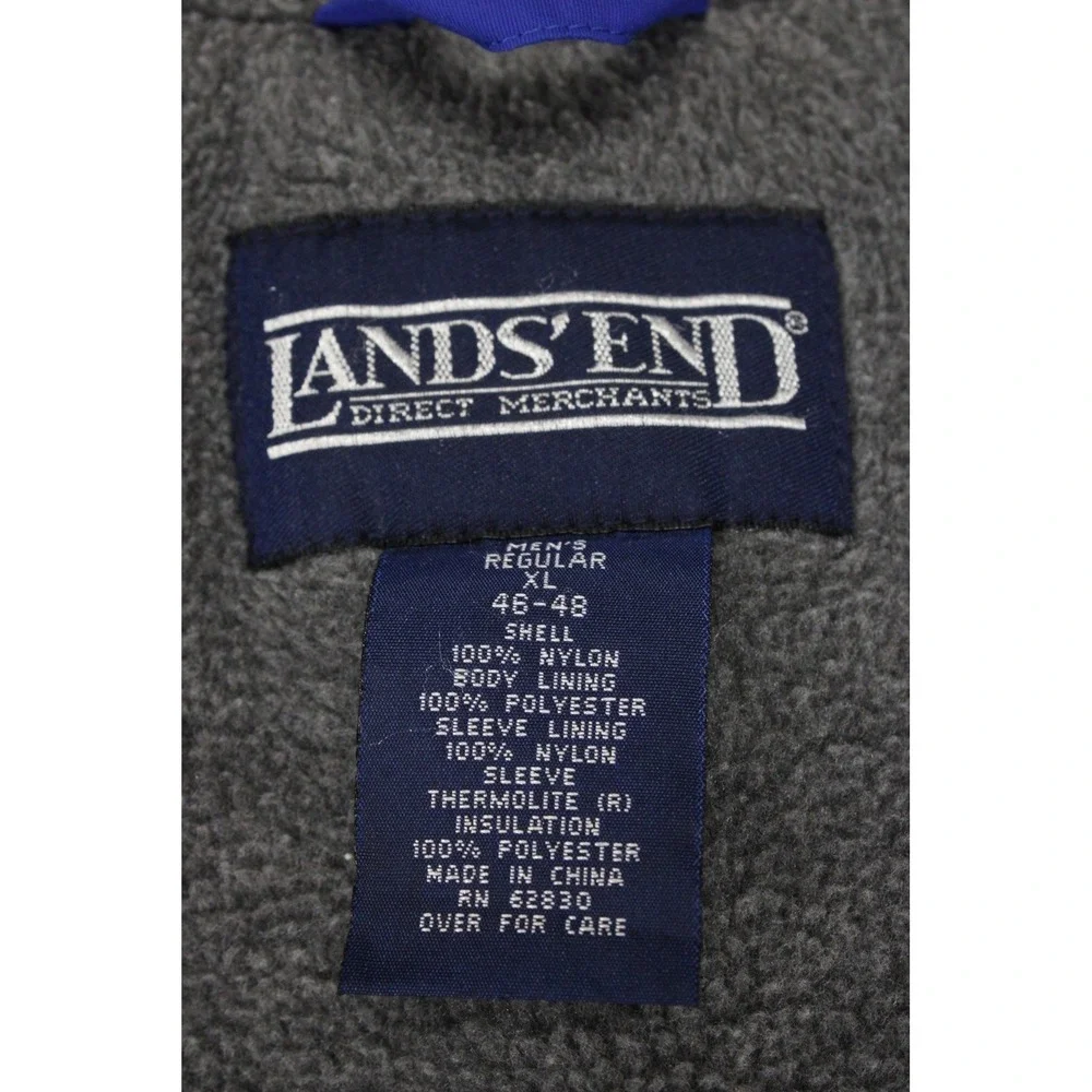 Lands End Squall Parka Mens XL Blue Fleece Lined Insulated Jacket